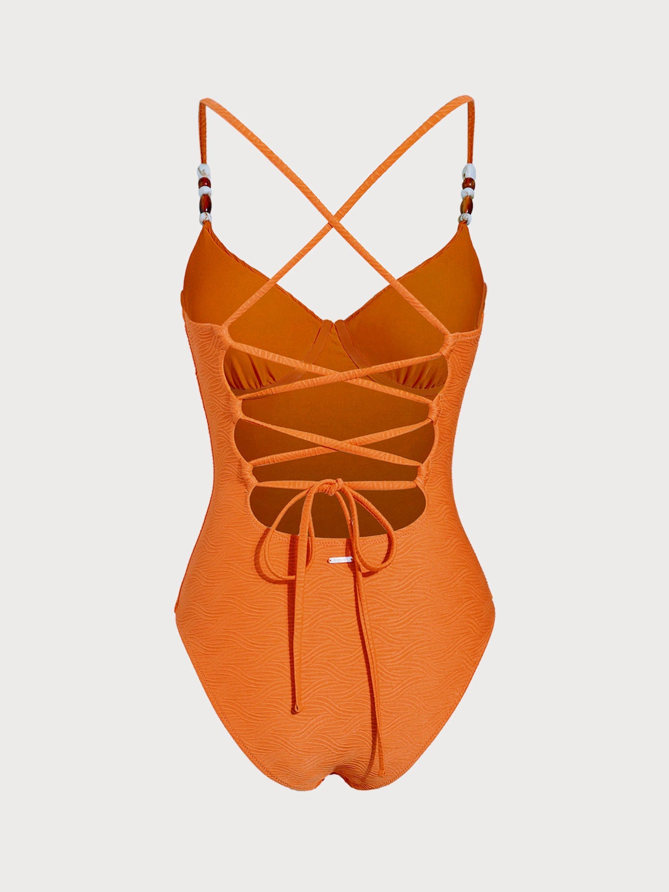 Orange Textured Tummy Control One-Piece Swimsuit
