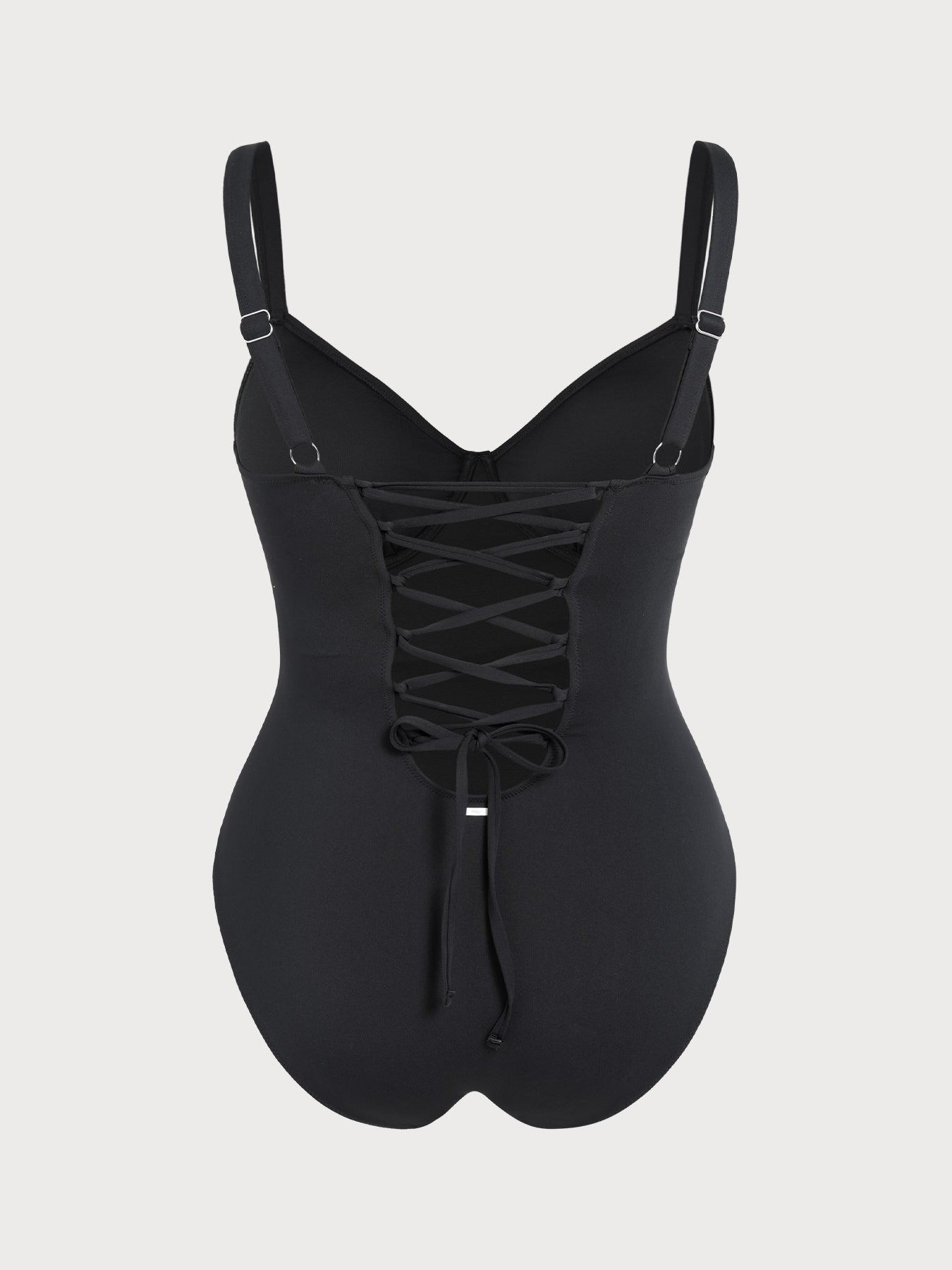 Black Ruched Tummy Control Plus Size One Piece Swimsuit