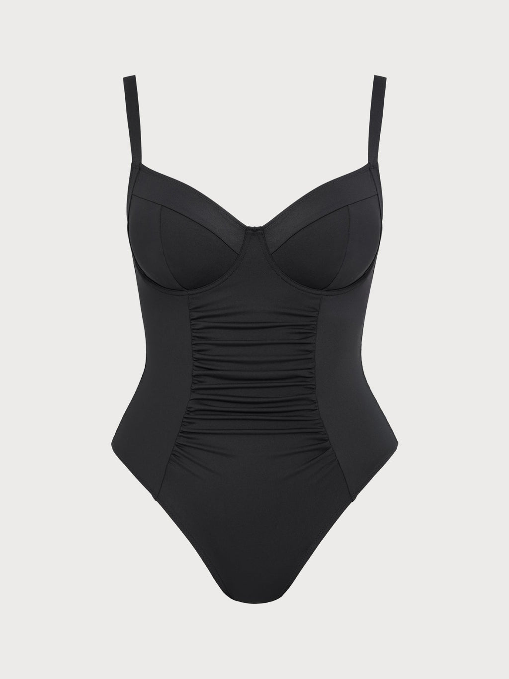 Black Ruched Tummy Control Plus Size One Piece Swimsuit