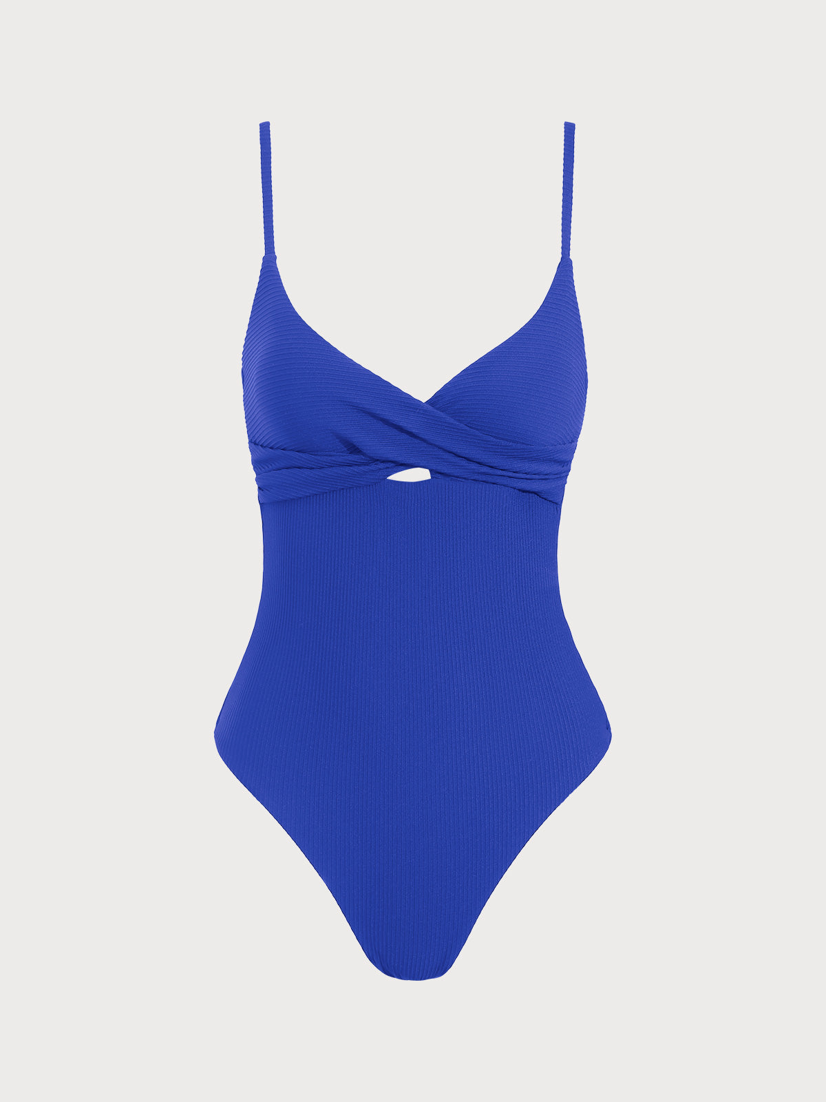 Blue Ribbed Twist Knot One-Piece Swimsuit