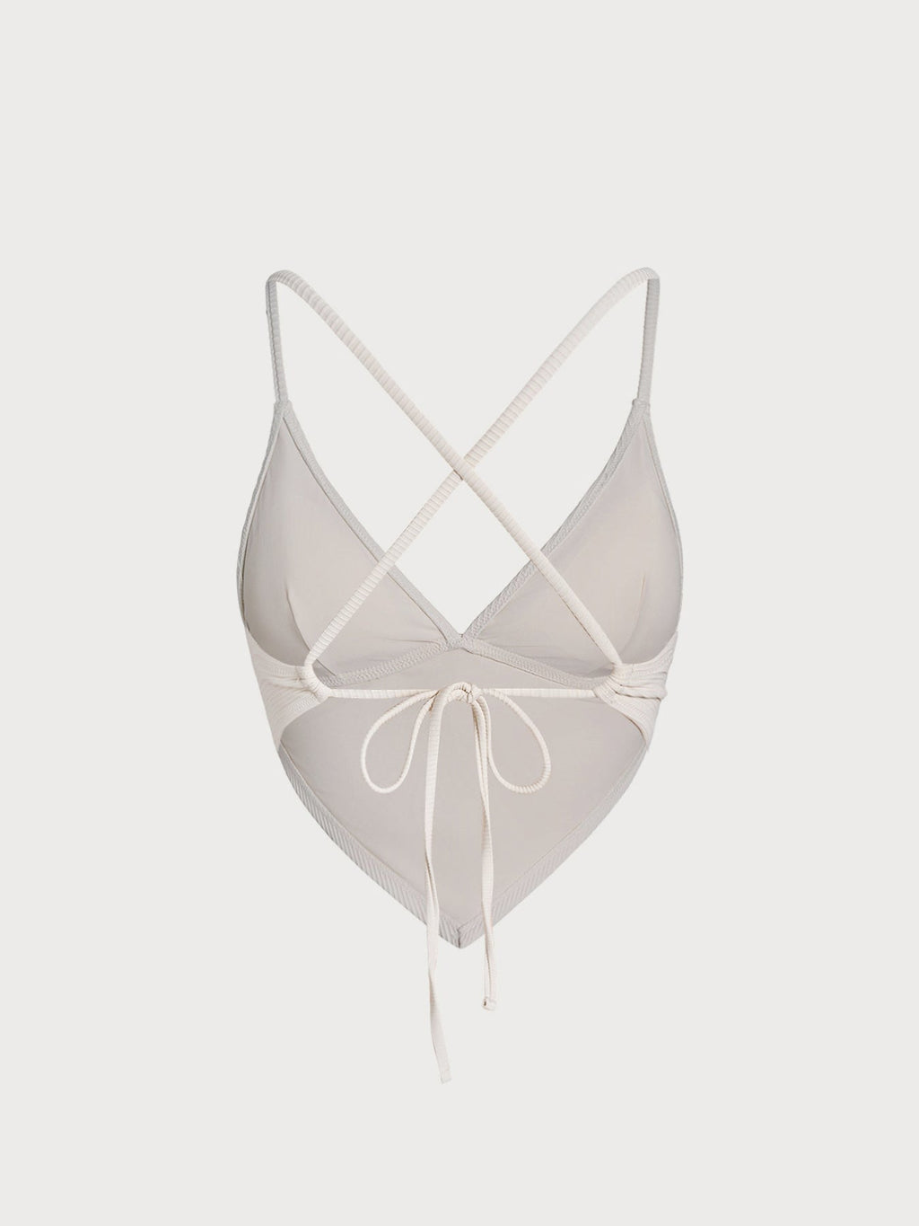 Off White Ribbed Handkerchief Hem Tankini Top