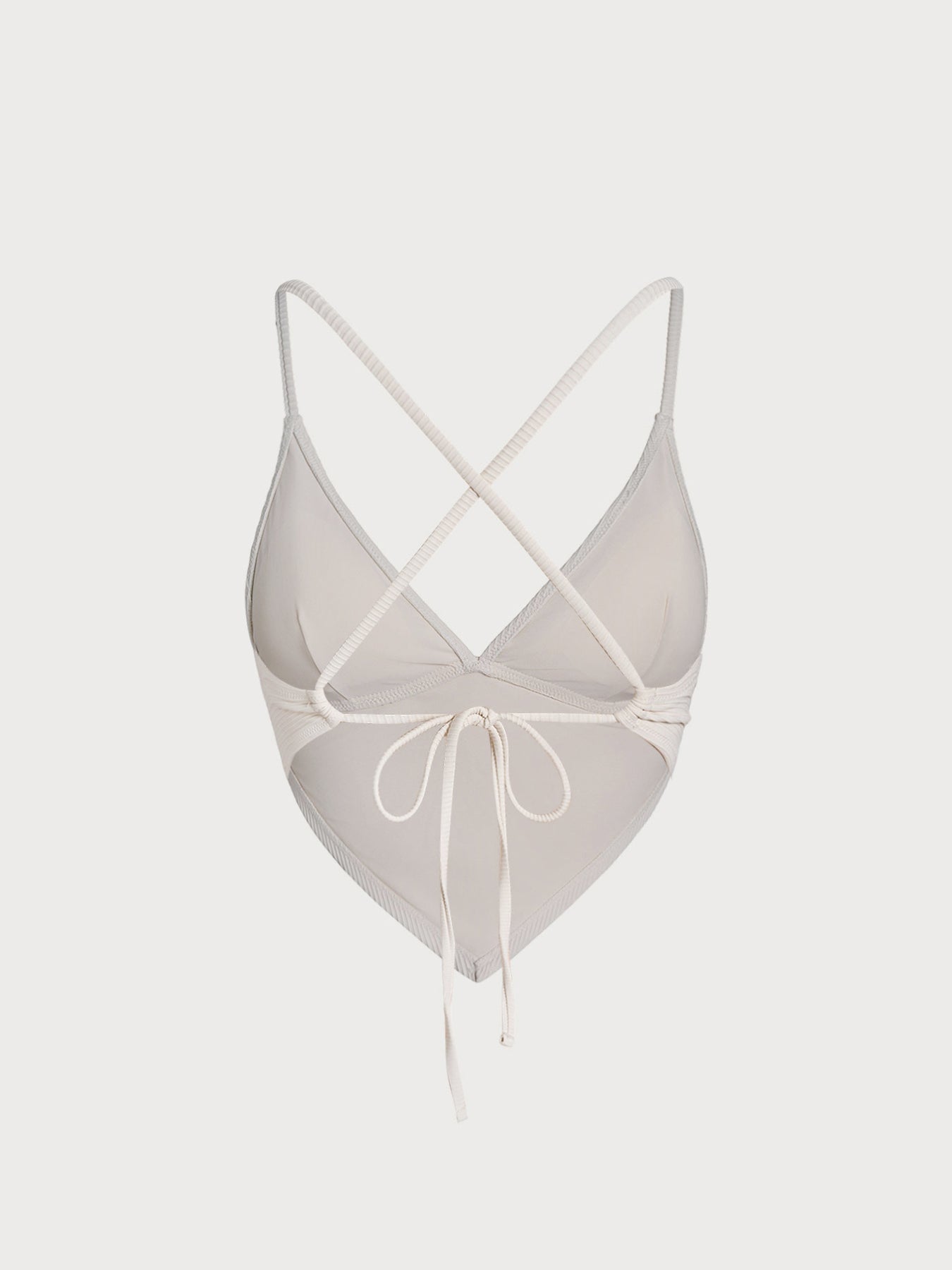 Off White Ribbed Handkerchief Hem Tankini Top