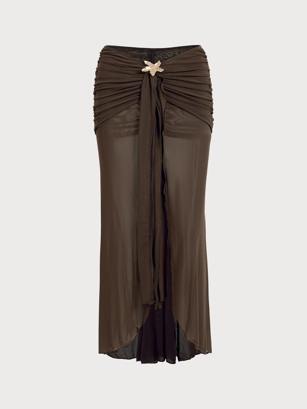 Dark Coffee Gold-Accented Cover up Skirt