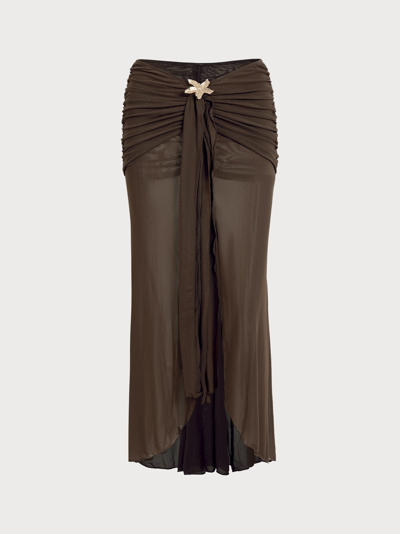 Dark Coffee Gold-Accented Cover up Skirt