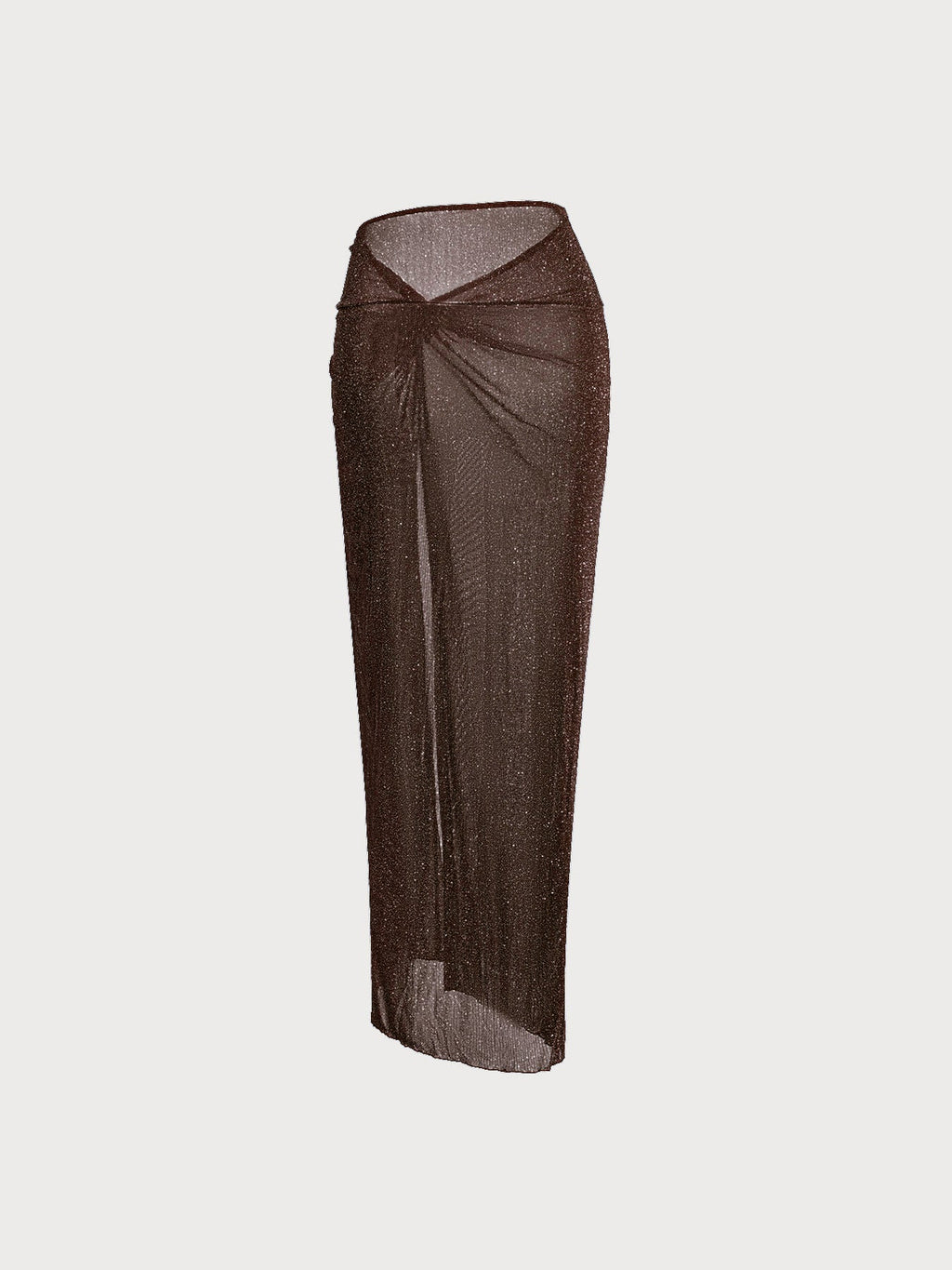 Dark Coffee Lurex Wrap Cover-Up Midi Skirt