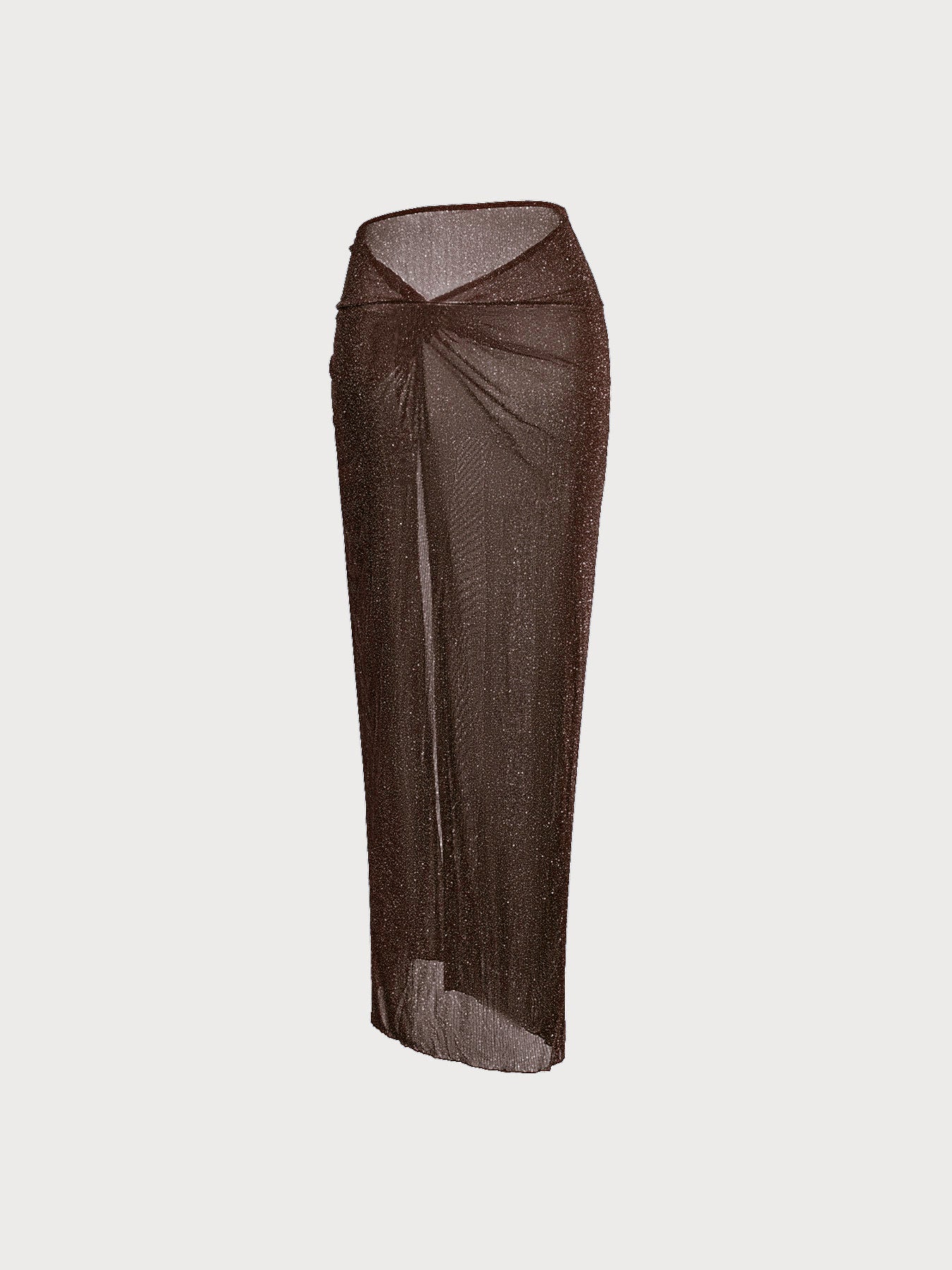 Dark Coffee Lurex Wrap Cover-Up Midi Skirt