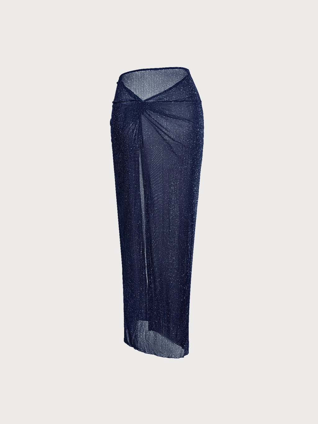 Blue Lurex Wrap Cover-Up Midi Skirt