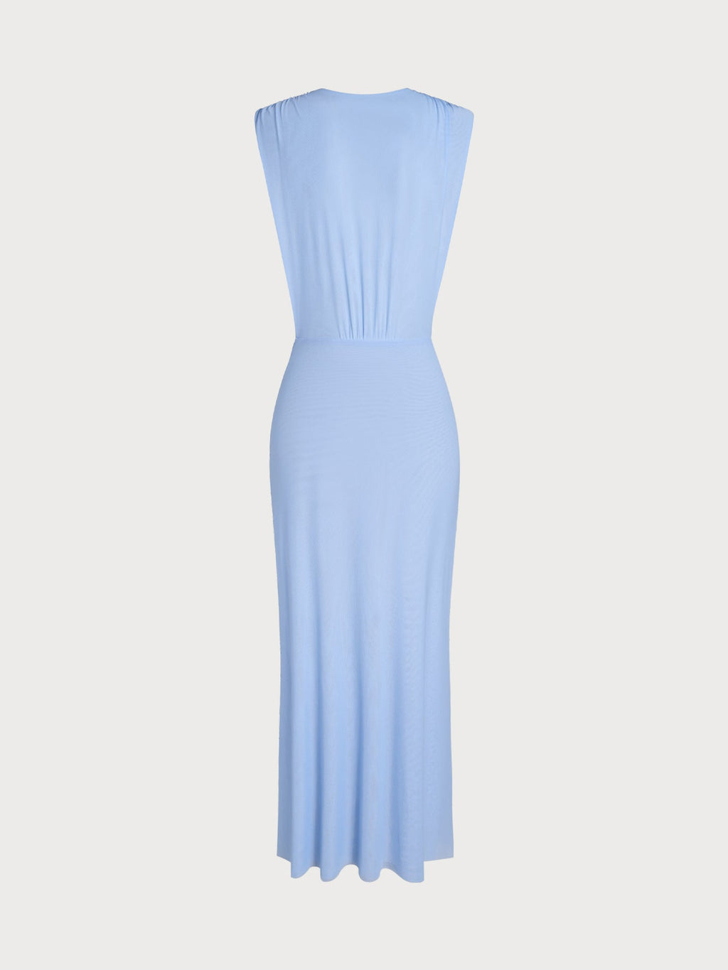 Blue Deep V-Neck Knotted Mesh Cover-up Dress
