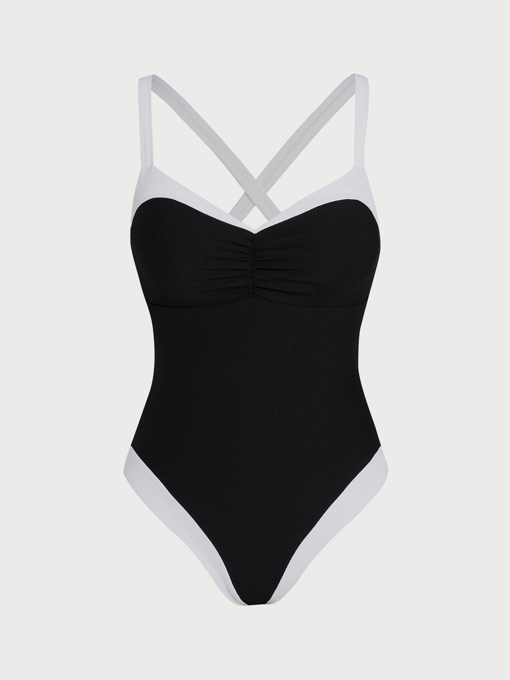 Black Contrast Plus Size One-Piece Swimsuit