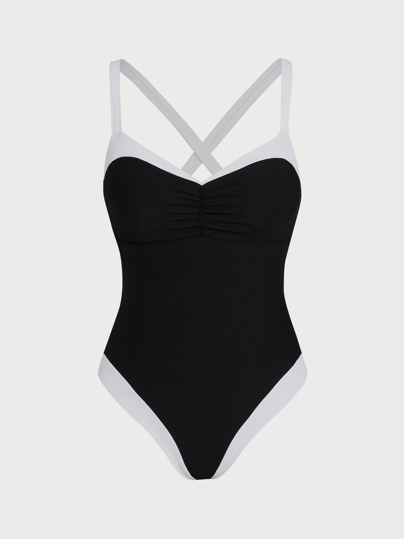 Black Contrast Plus Size One-Piece Swimsuit