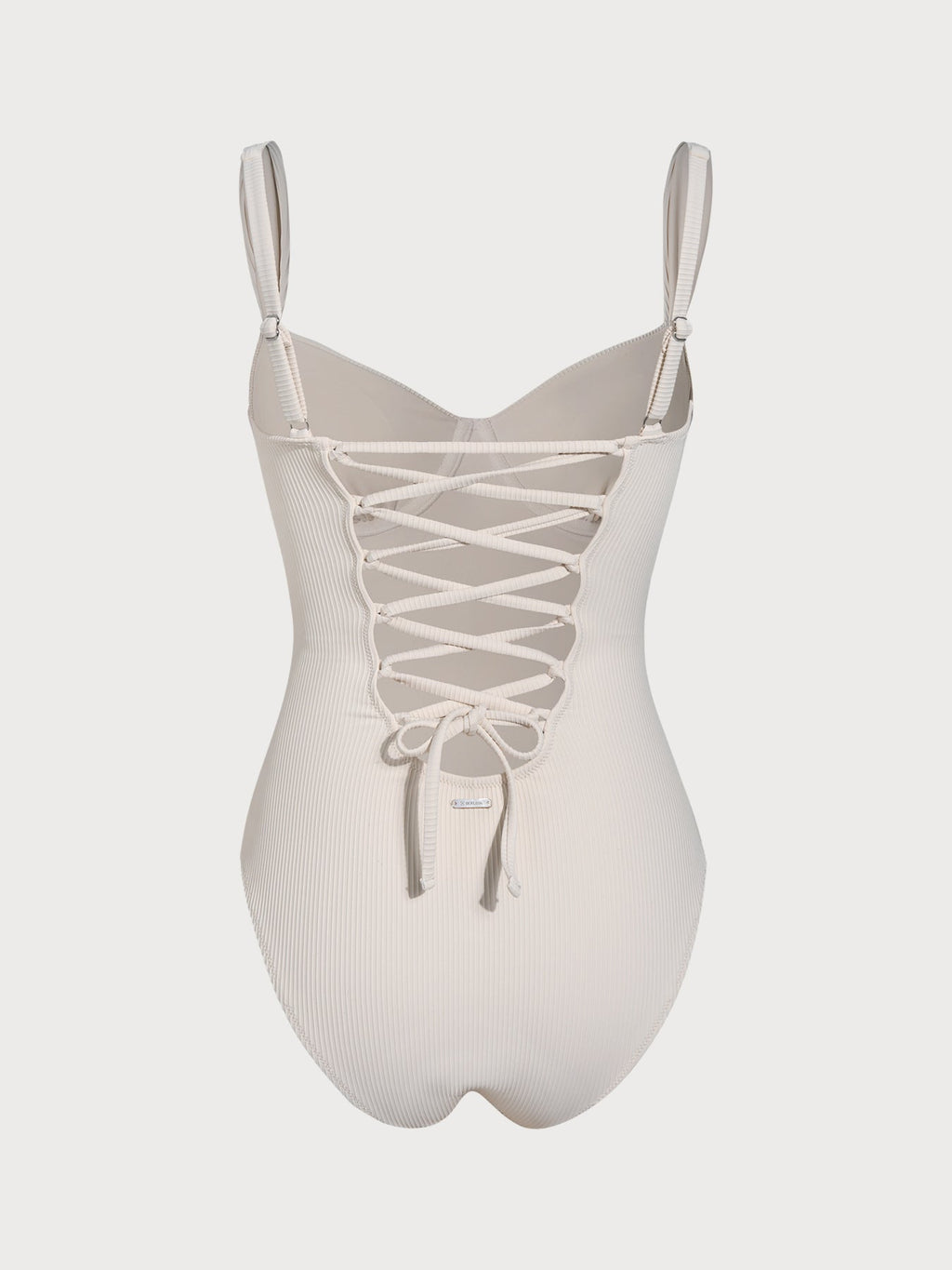 Off White Cross Back Tummy Control One-Piece Swimsuit