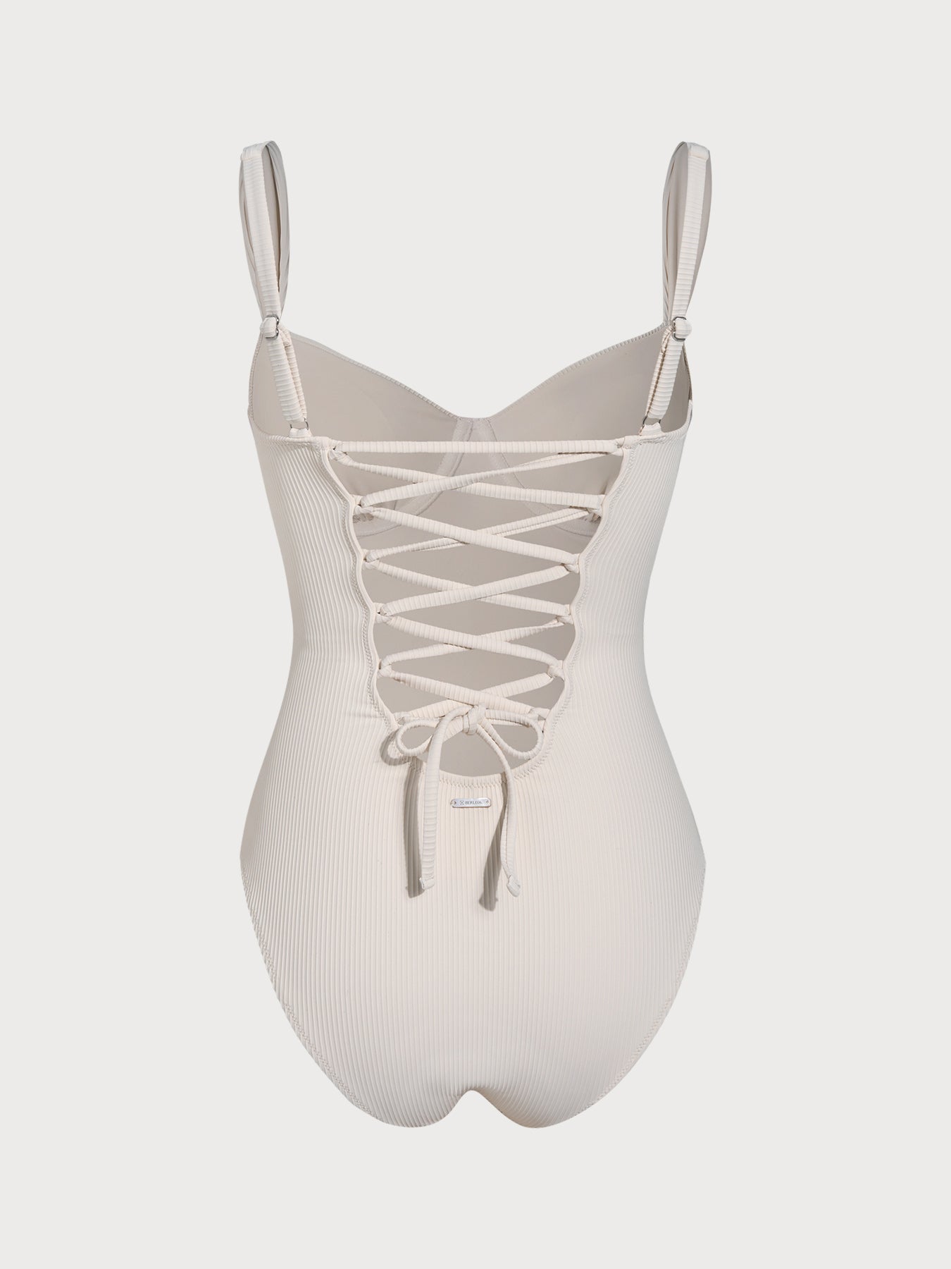 Off White Cross Back Tummy Control One-Piece Swimsuit