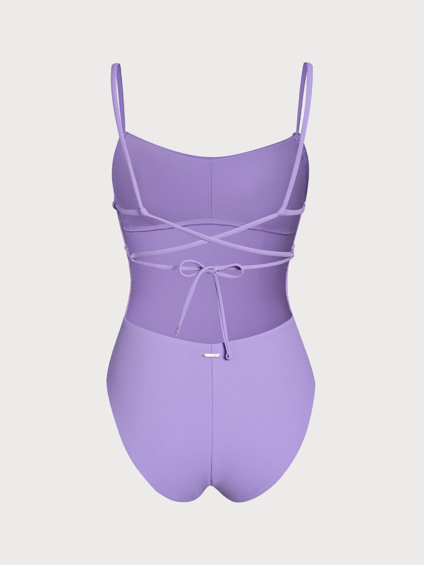 Purple Ribbed Cross Back One-Piece Swimsuit