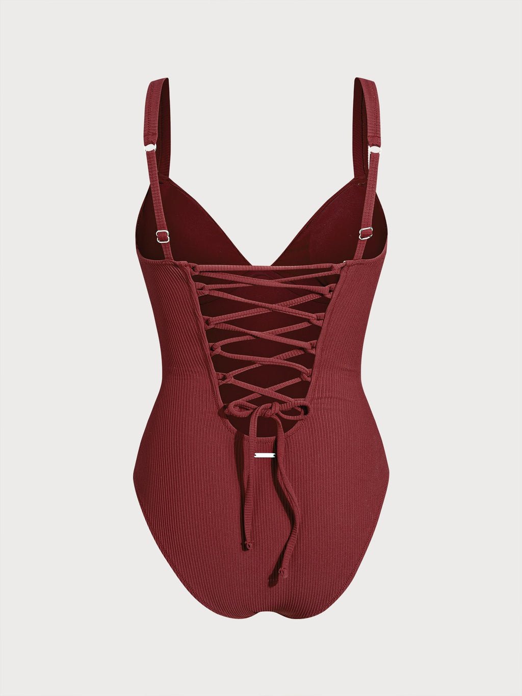Wine Red Cross Back One Piece Swimwear