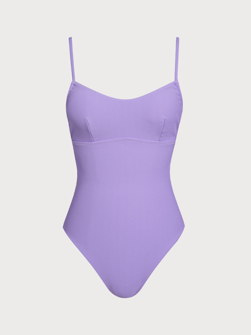 Purple Ribbed Cross Back One-Piece Swimsuit