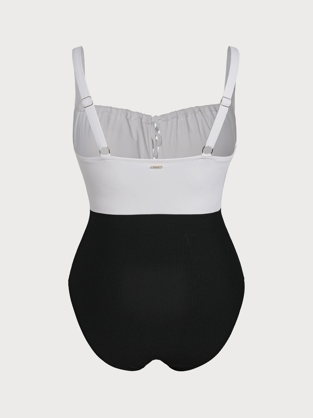 Black Contrast Strap Tie Plus Size One-Piece Swimsuit