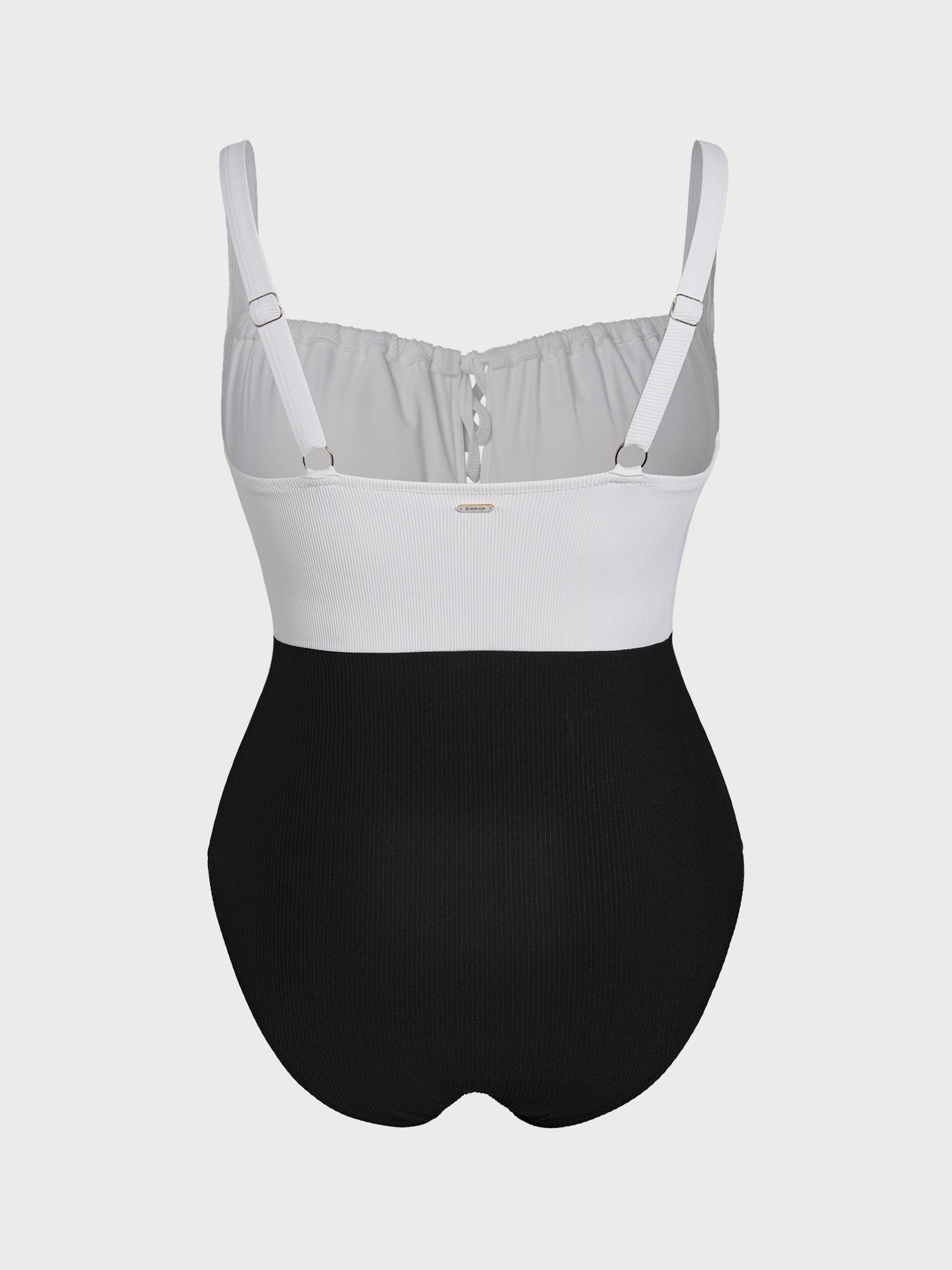Black Contrast Strap Tie Plus Size One-Piece Swimsuit