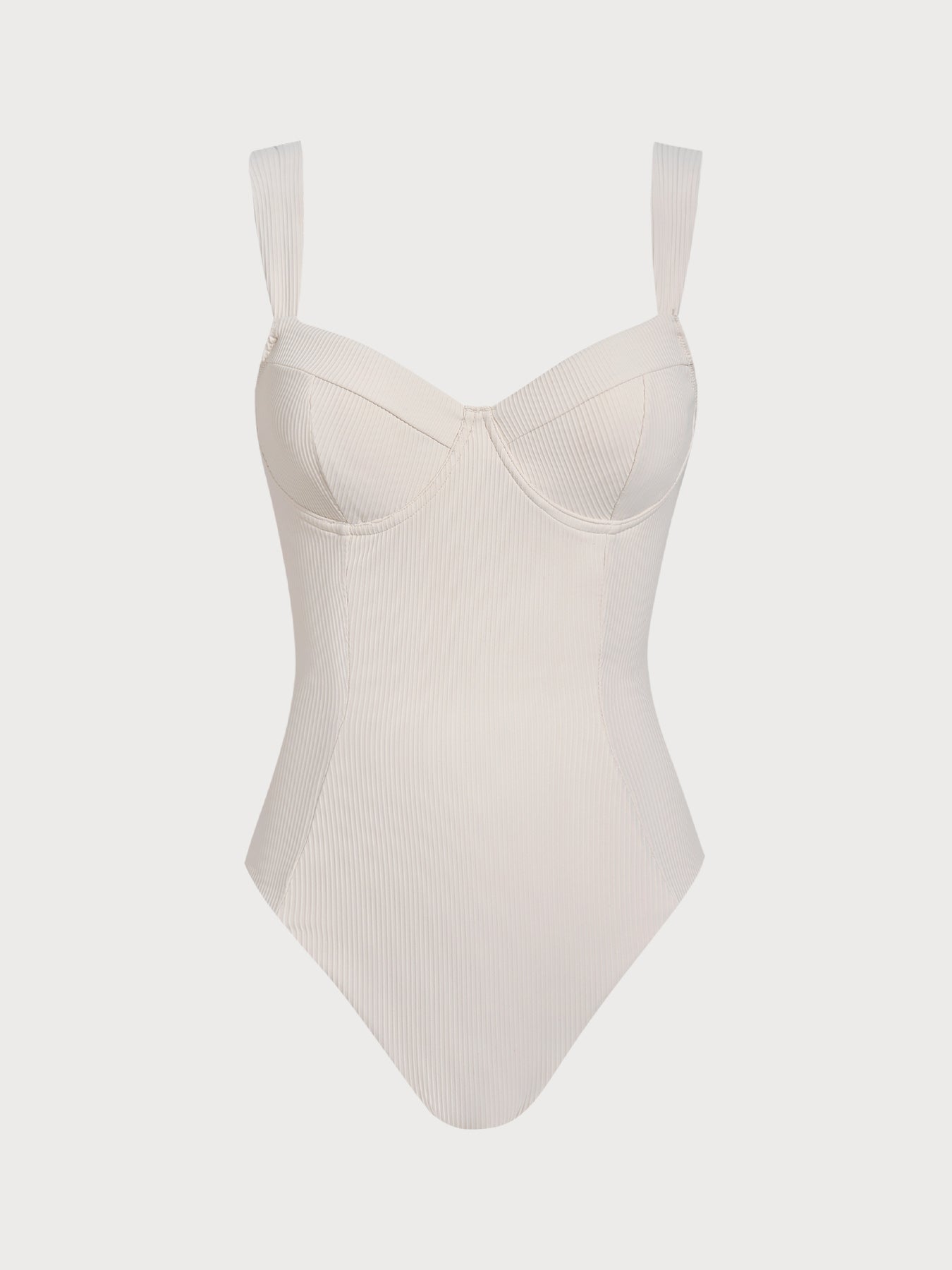Off White Cross Back Tummy Control One-Piece Swimsuit