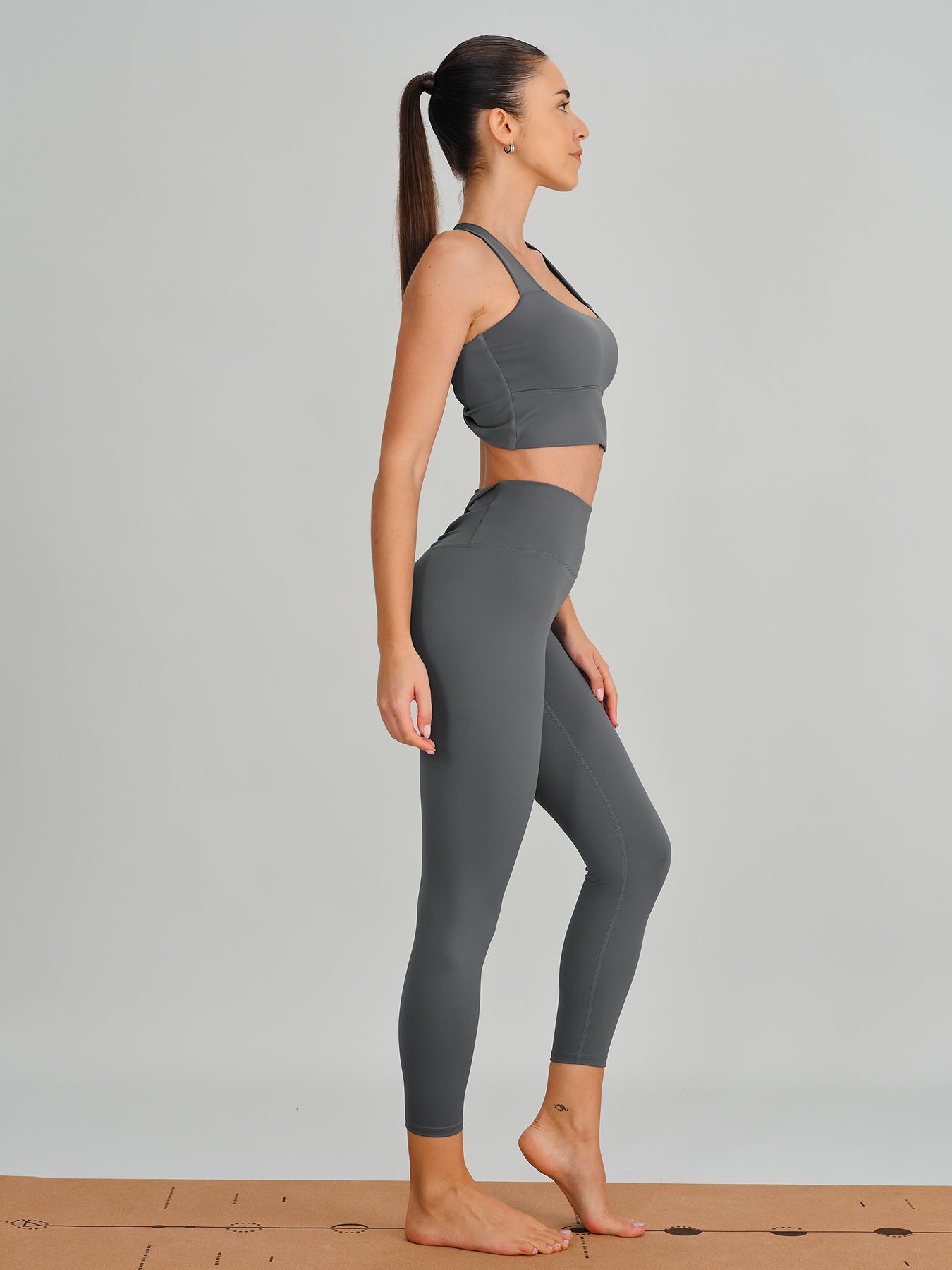 Grey Cut Out Leggings 24"