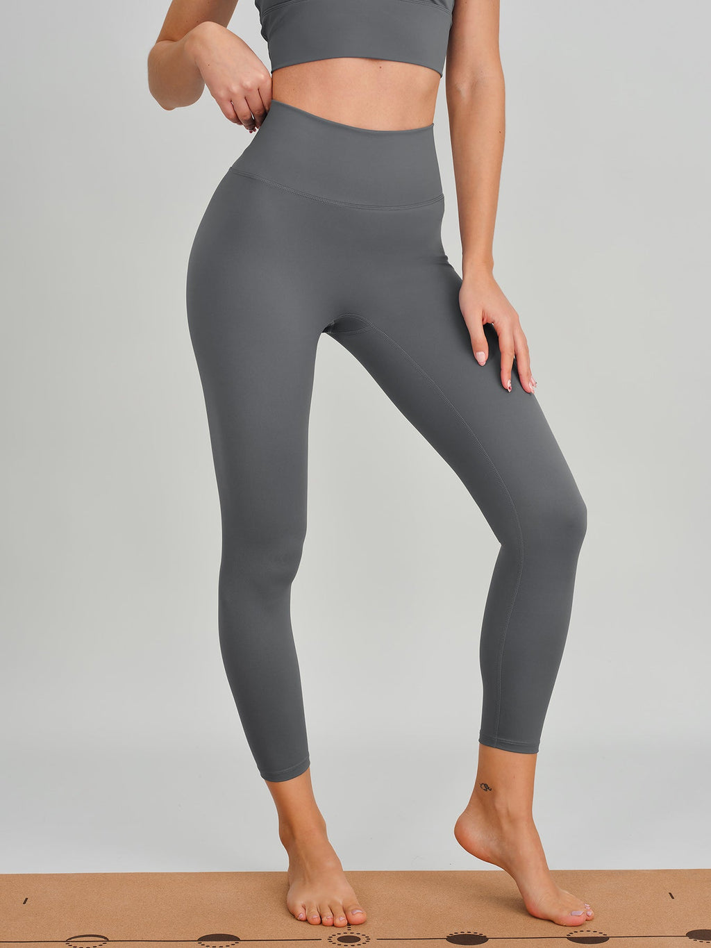Grey Cut Out Leggings 24"