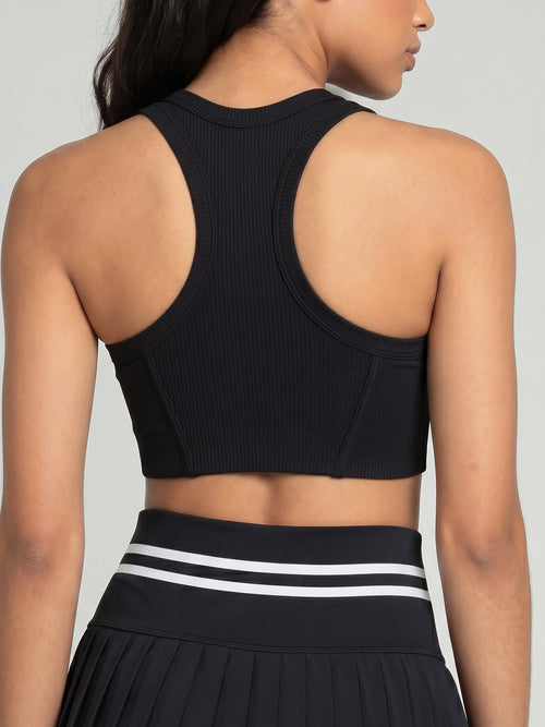 Black Round Neck Tank Top - Light Support