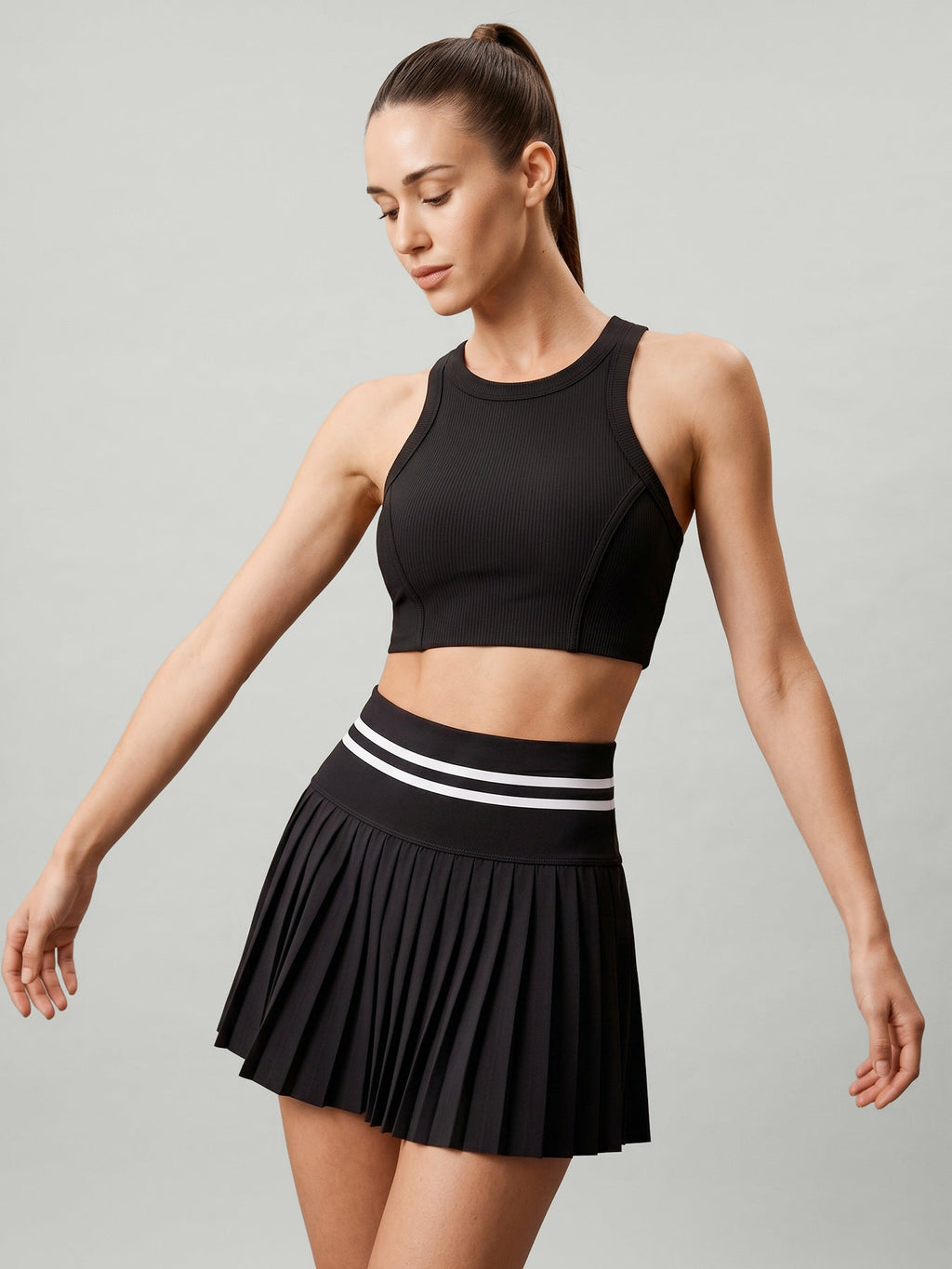 Black Round Neck Tank Top - Light Support