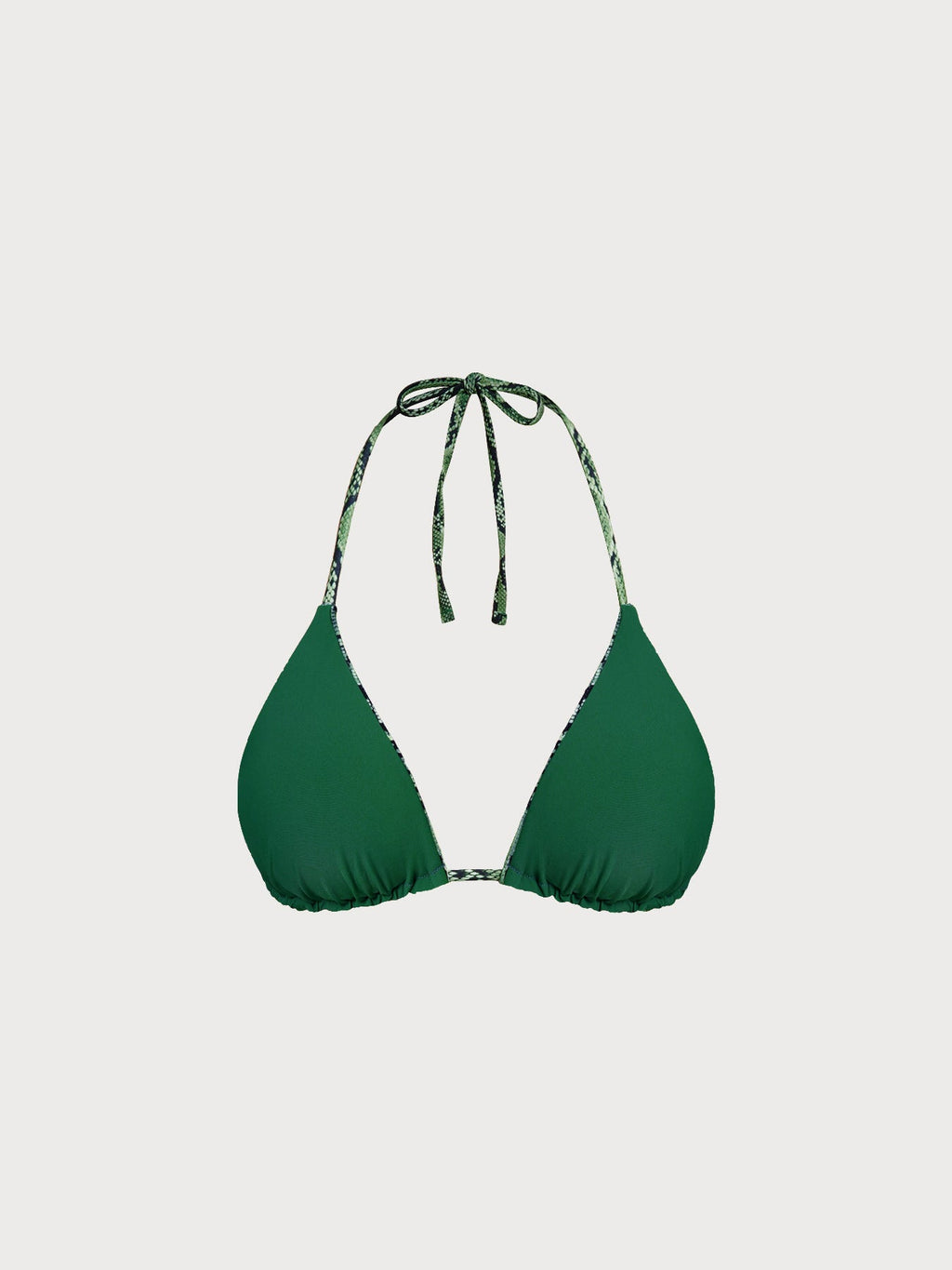 Green Snake Print Reversible Triangle Bikini Top