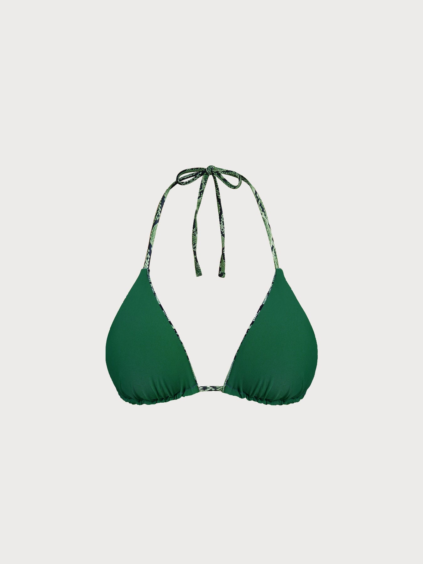 Green Snake Print Reversible Triangle Bikini Top