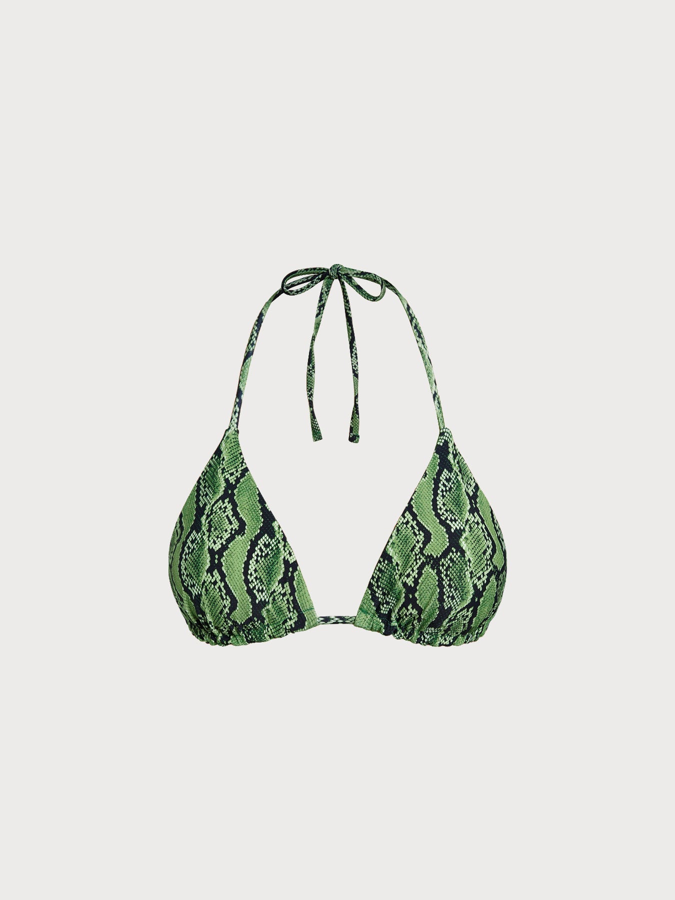 Green Snake Print Reversible Triangle Bikini Top