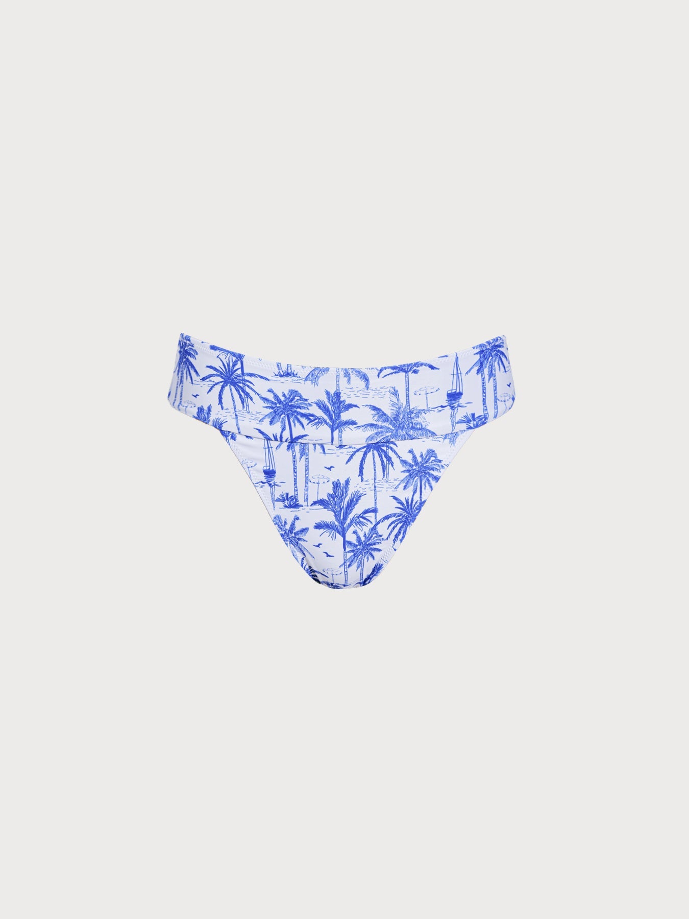 Blue Print Textured Natural Waisted Bikini Bottom