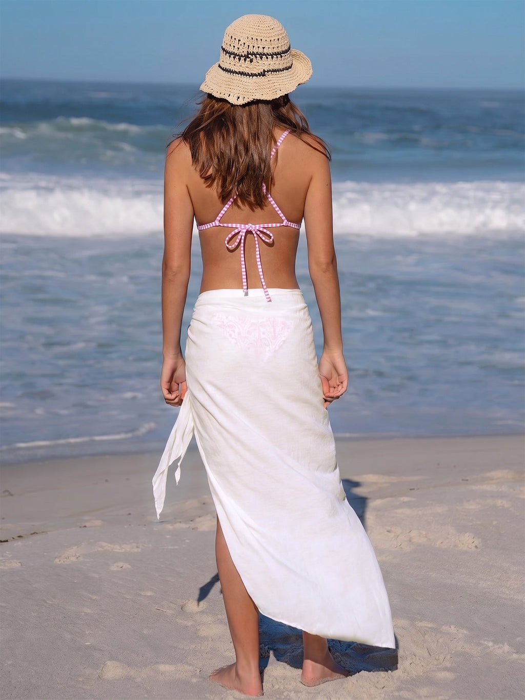 Pink Print Cutout Bikini Bottom