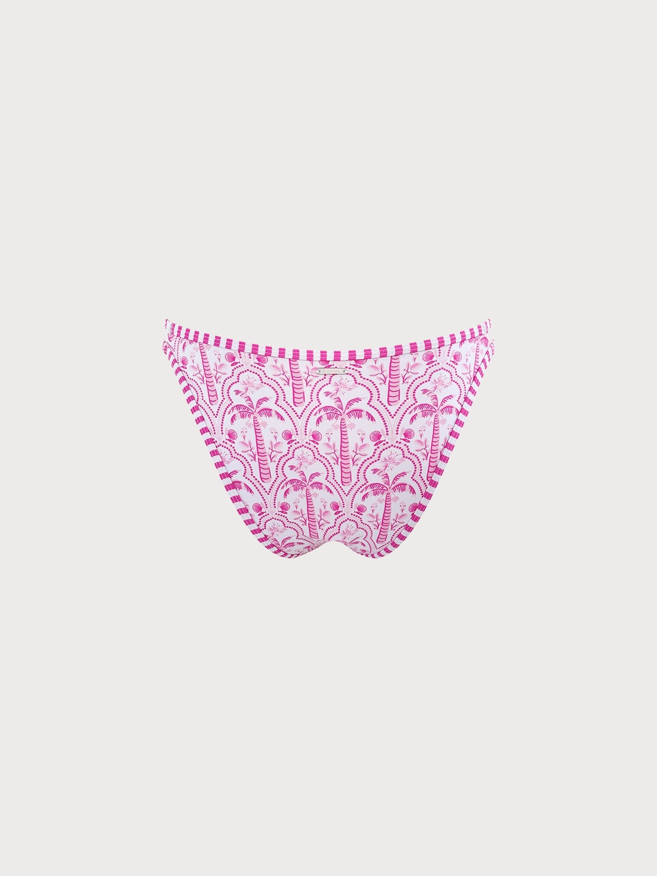 Pink Print Cutout Bikini Bottom