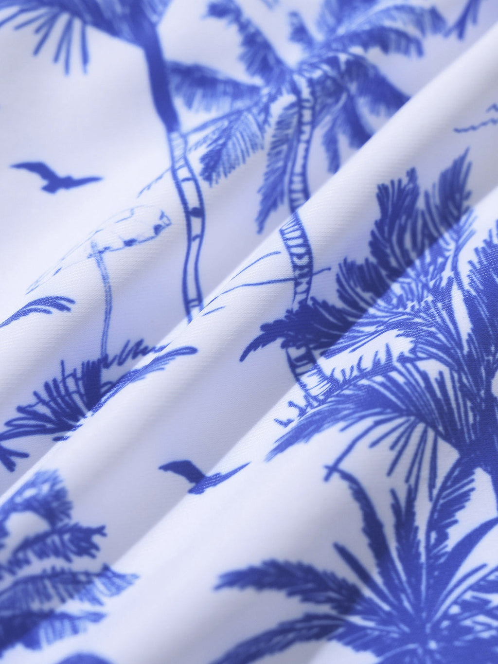 Blue Print Textured Natural Waisted Bikini Bottom