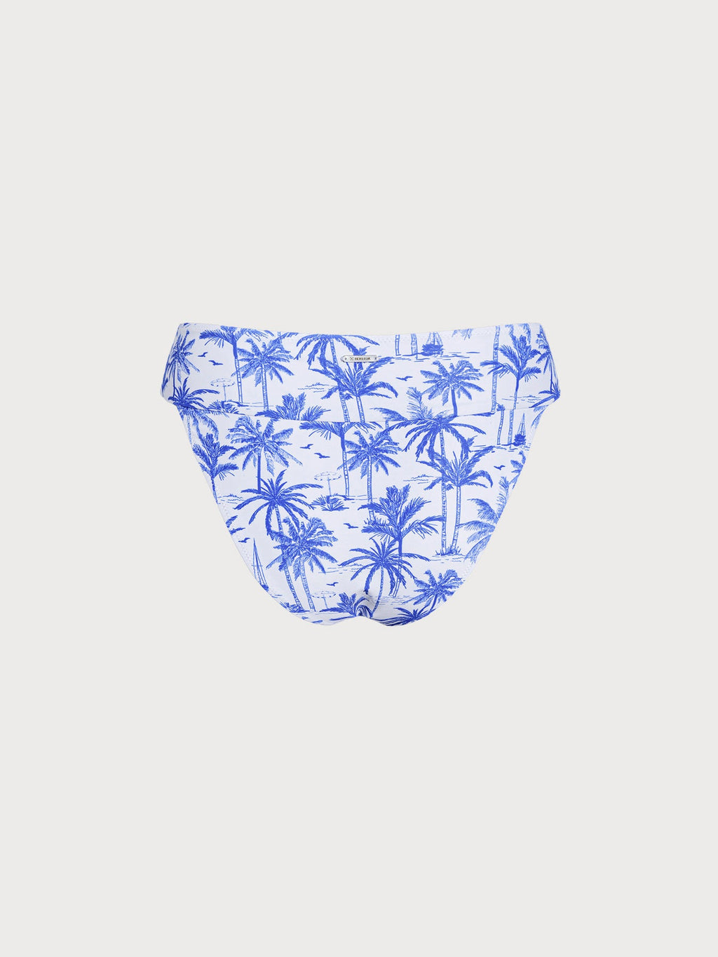 Blue Print Textured Natural Waisted Bikini Bottom