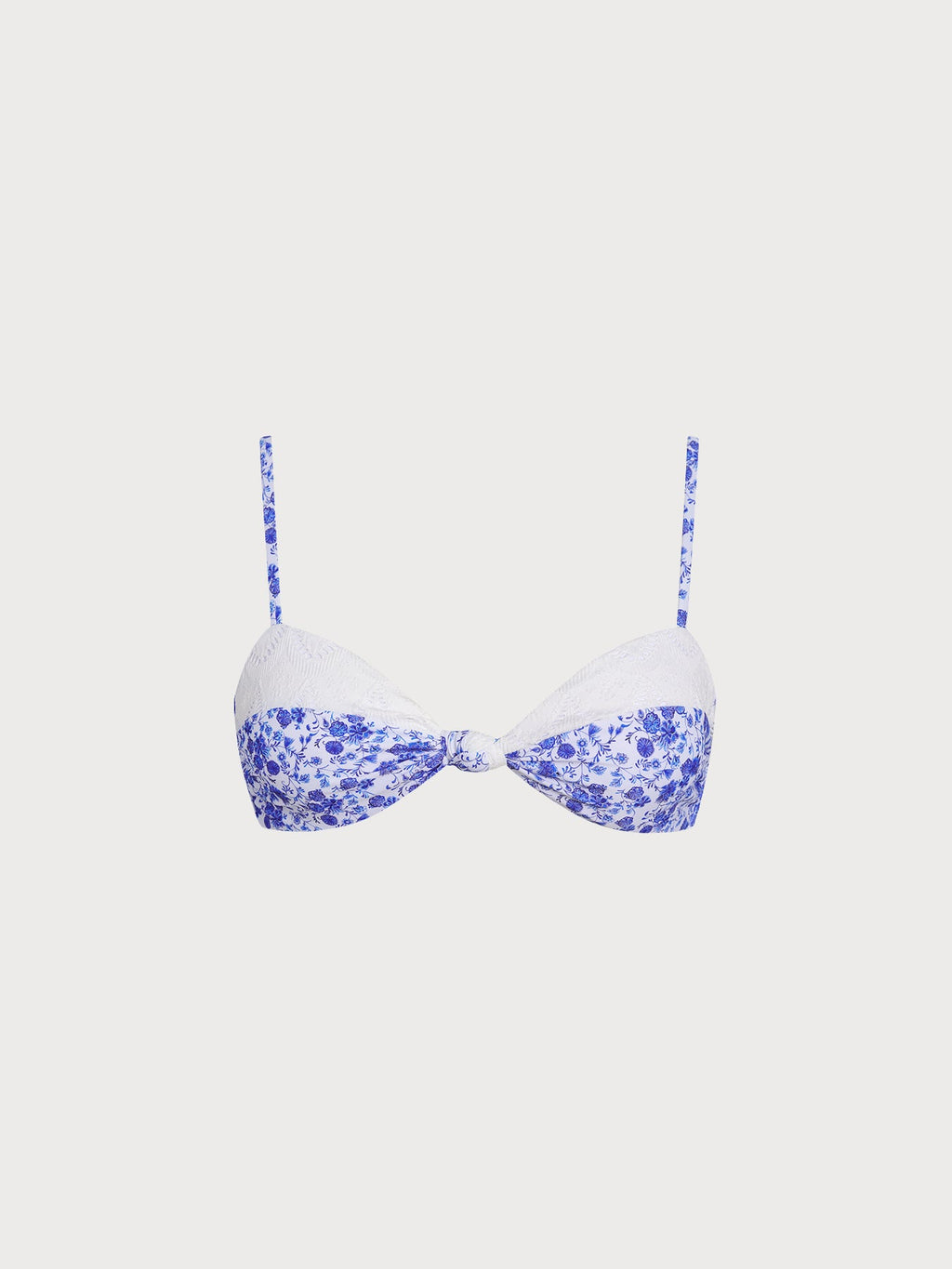Blue Contrast Print Bikini Top