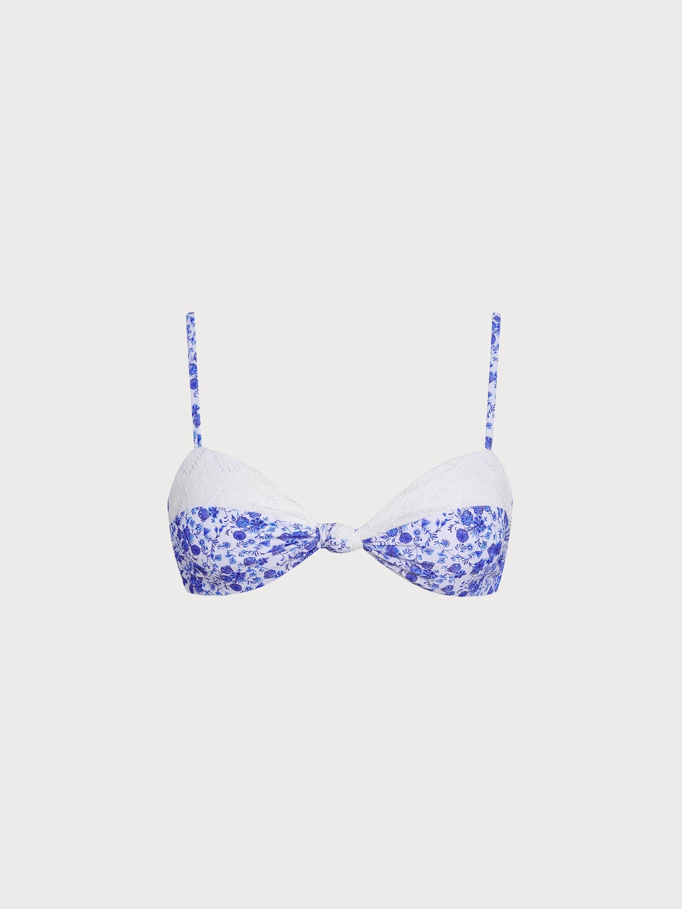 Blue Contrast Print Bikini Top