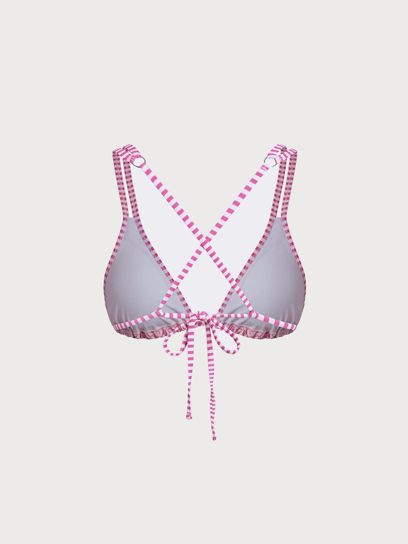 Pink Print Strappy Bikini Top