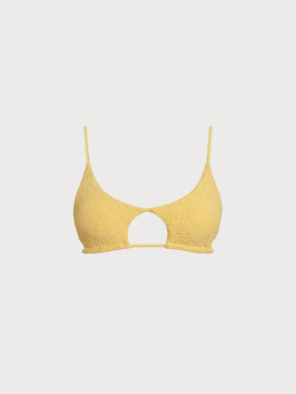 Yellow Textured Underboob Cutout Bikini Top
