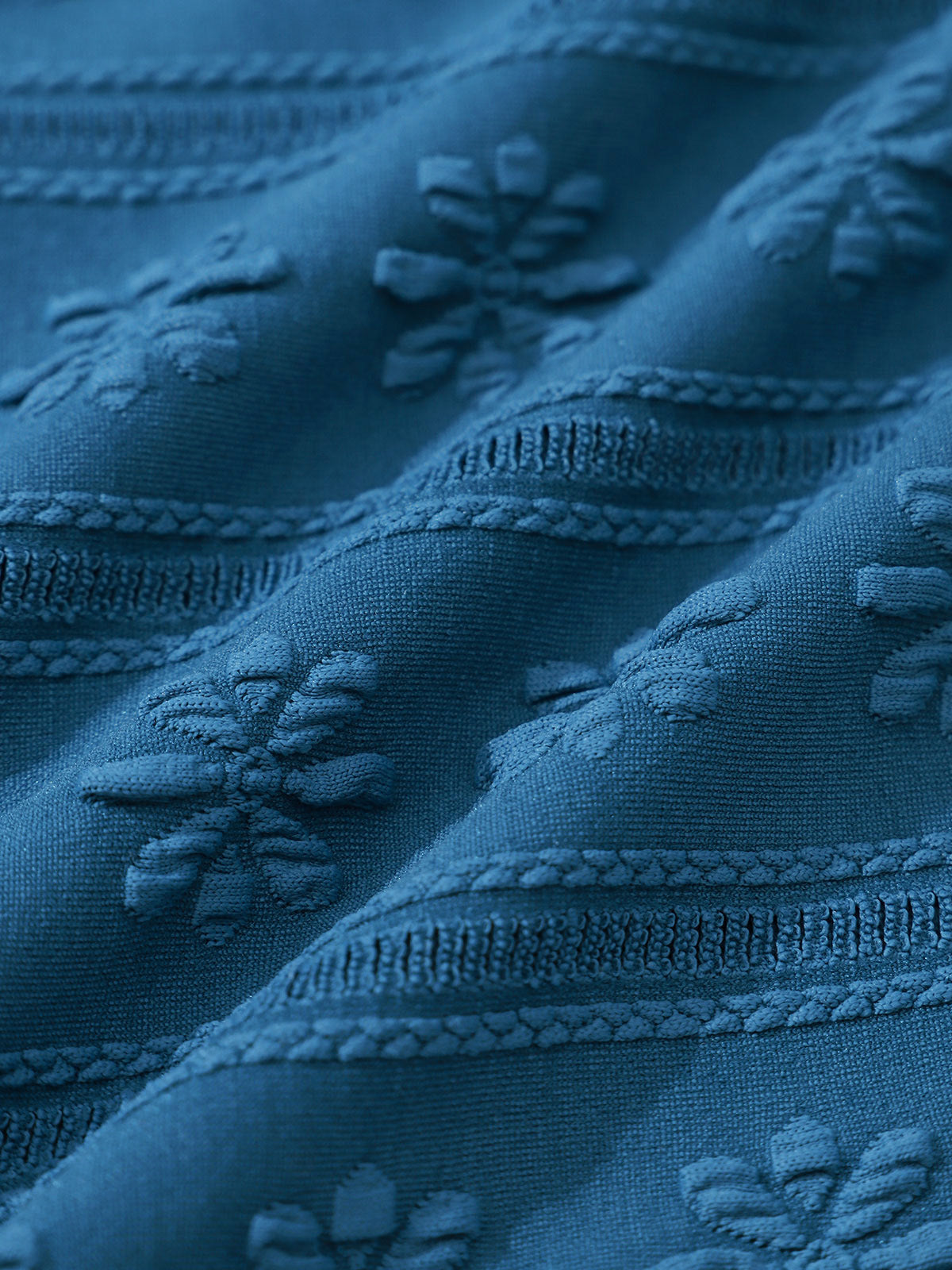 Blue Jacquard Plus Size Bikini Top