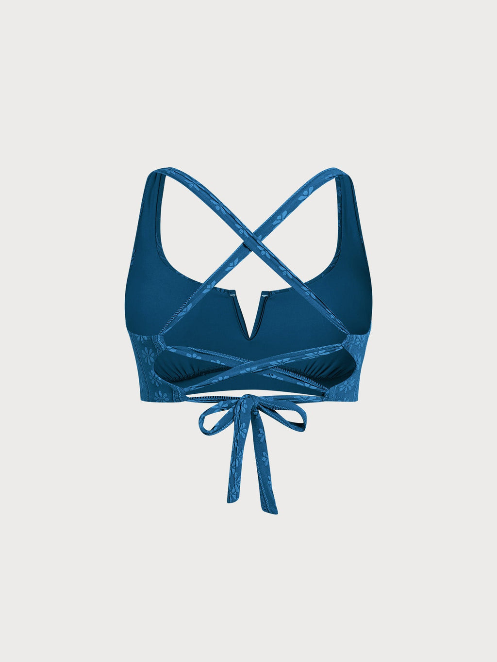 Blue Jacquard Plus Size Bikini Top