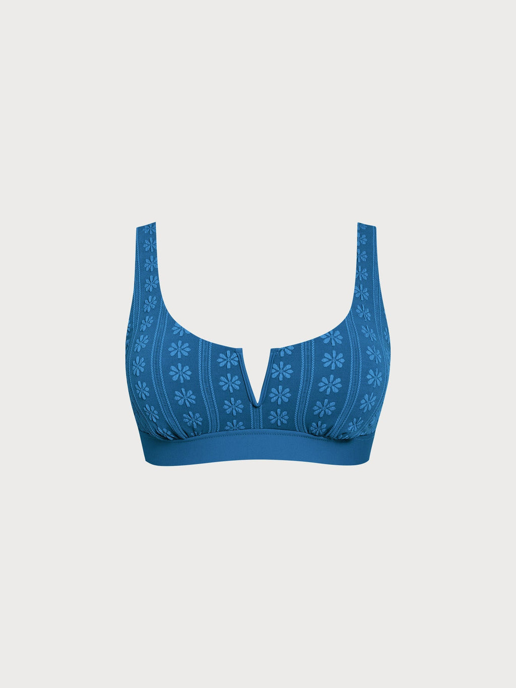 Blue Jacquard Plus Size Bikini Top