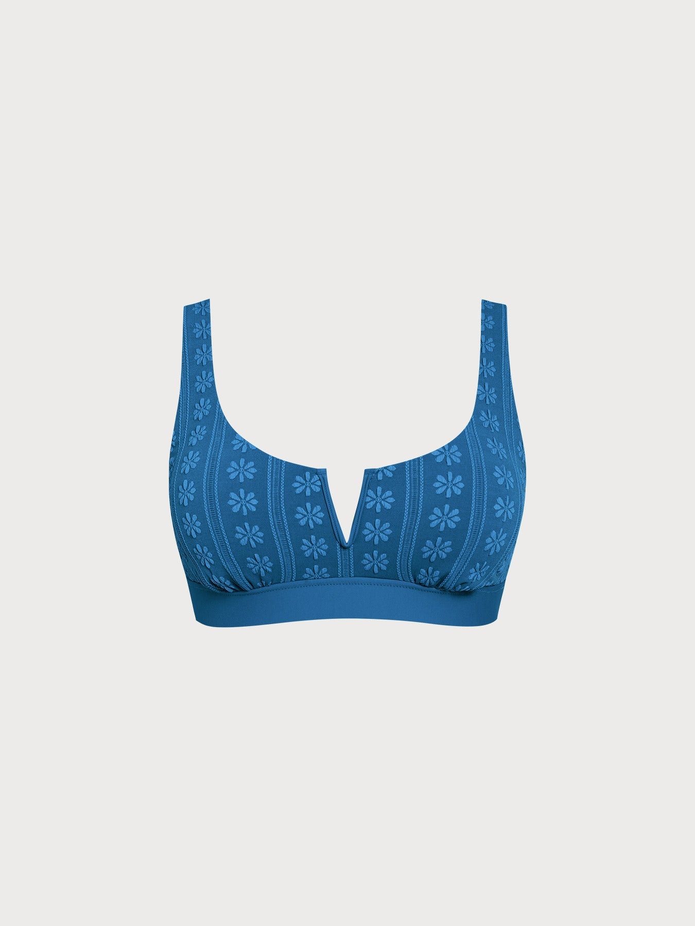 Blue Jacquard Plus Size Bikini Top