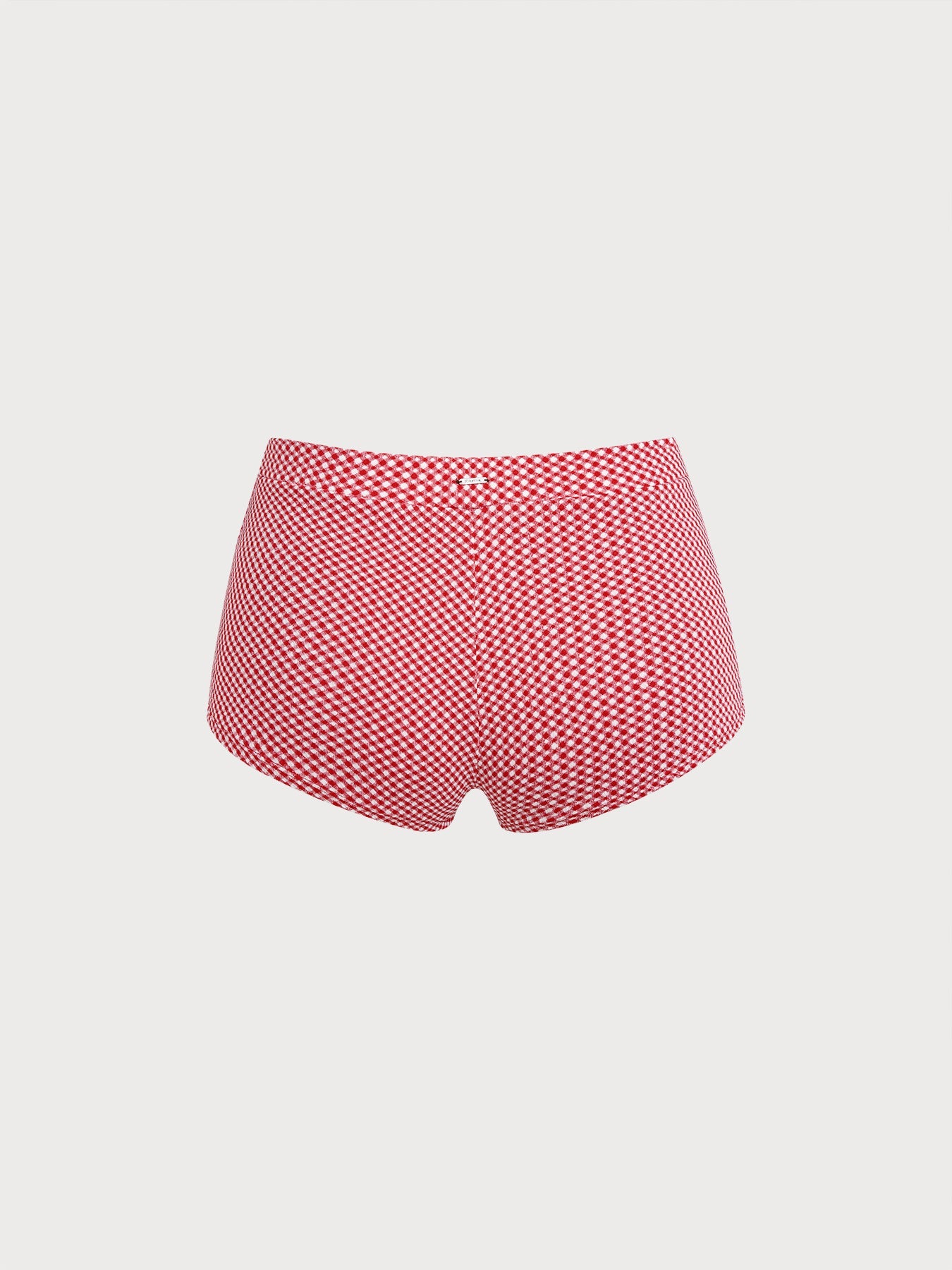 Red Gingham Plus Size Full Coverage Swim Shorts