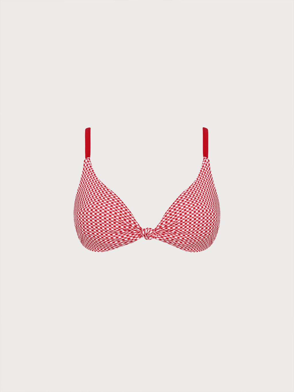 Red Gingham Knot Plus Size Bikini Top