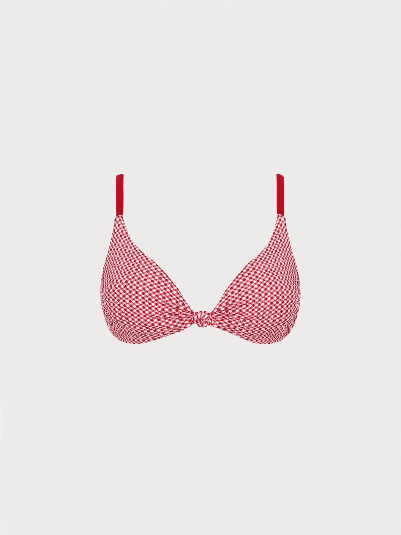 Red Gingham Knot Plus Size Bikini Top