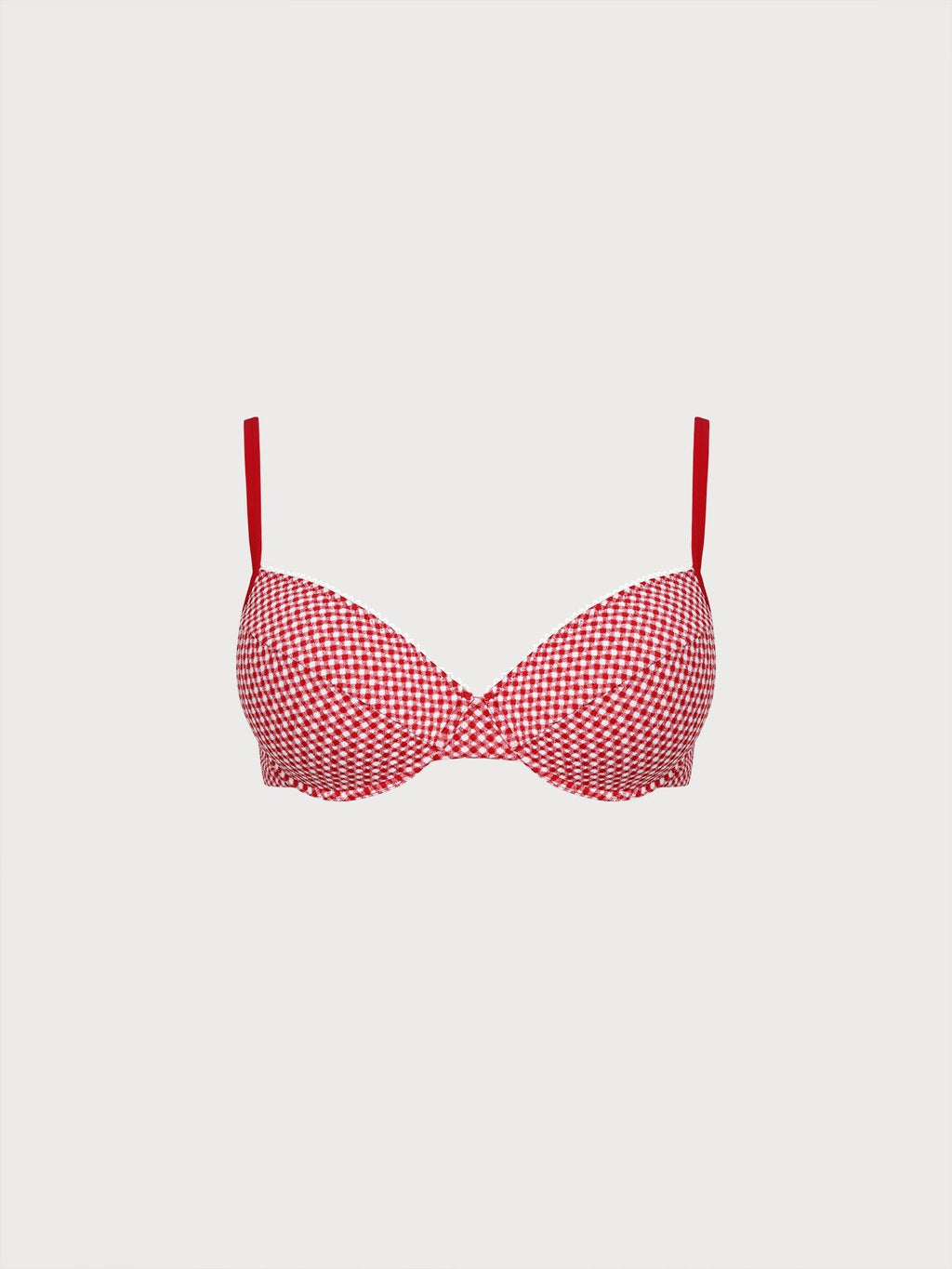 Red Gingham Underwire Plus Size Bikini Top
