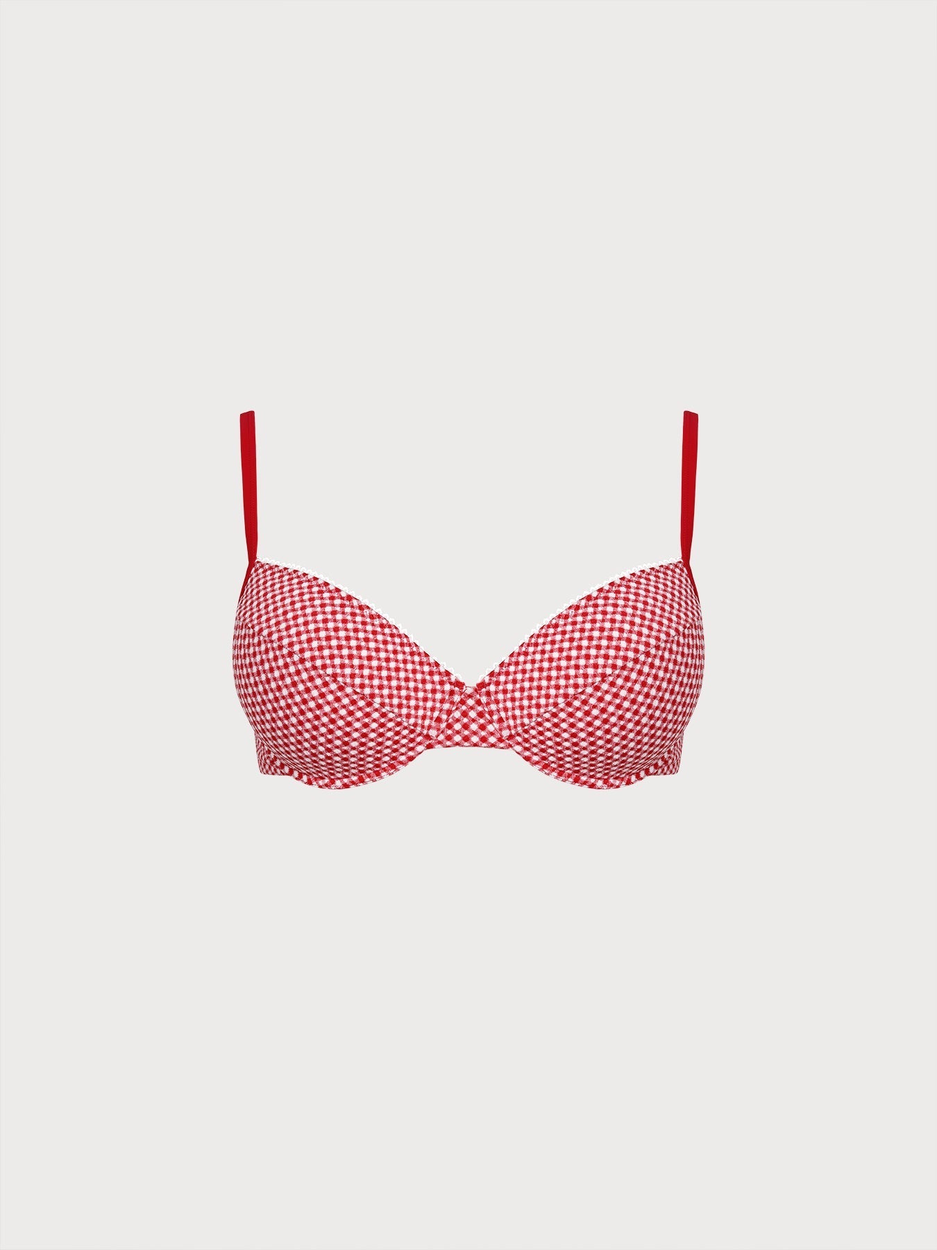 Red Gingham Underwire Plus Size Bikini Top