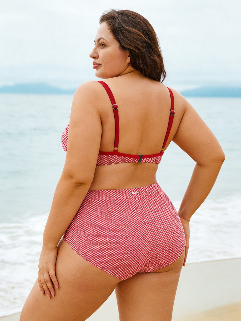 Red Gingham Underwire Plus Size Bikini Top