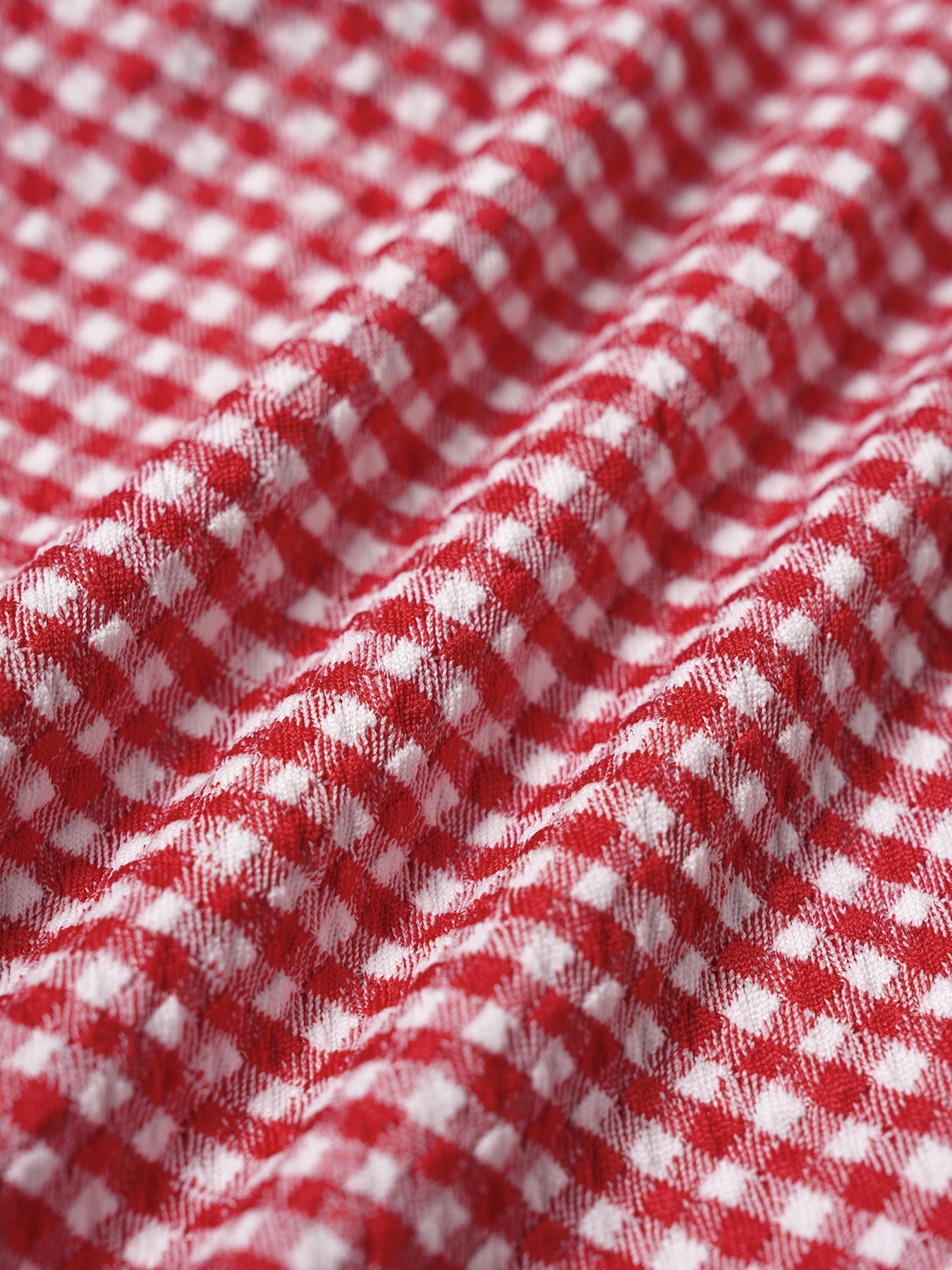 Red Gingham Knot Plus Size Bikini Top