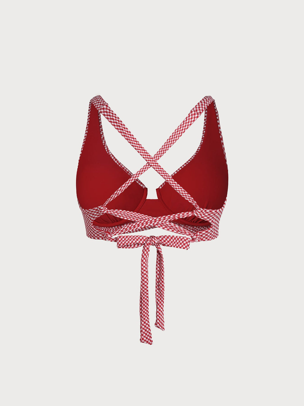 Red Gingham Plus Size Bikini Top